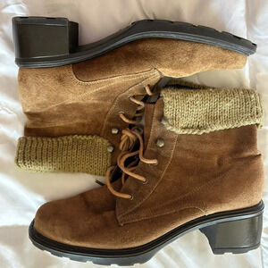 GLACEE suede Leather chunky Heeled ankle Boots size 8.5